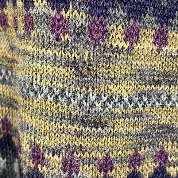 Novica Sweater Large Men's 100% Alpaca Peruvian Crew Neck Blue Multicolor - Picture 4 of 10